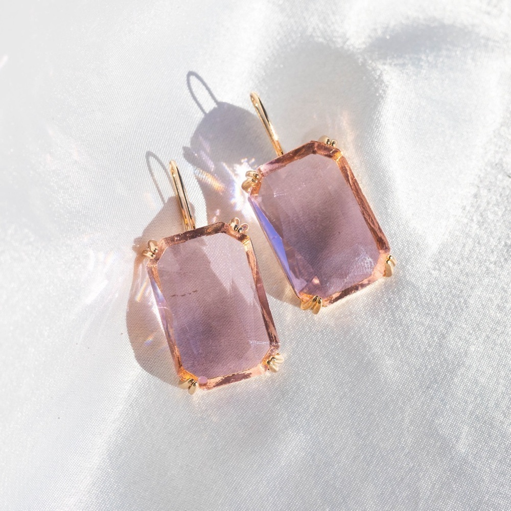 ✨Anthropologie Cecily Pink Gemstone Earrings - Picture 7 of 8